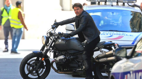 Tom Cruise on the set of Mission Impossible 6 in Paris in 2018. 