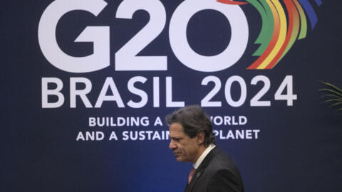 Le ministre brésilien de l'Économie, Fernando Haddad, assiste à une conférence de presse après la réunion des ministres des Finances et des gouverneurs des banques centrales du G20. Rio de Janeiro, Brésil, le 26 juillet 2024.