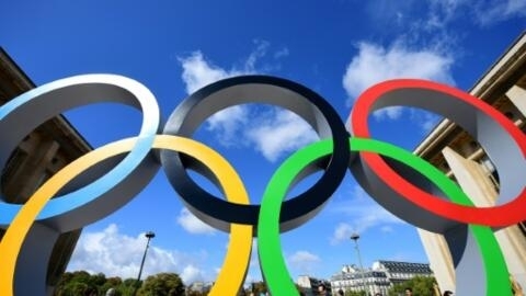 Vòng tròn Olympic tại quảng trường Trocadéro, Paris, Pháp. Lễ khai mạc Thế Vận Hội Paris 2024 diễn ra tối 26/07/2024 trên sông Seine. 