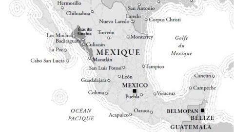 Carte du Mexique présentant le village de Badiraguato dans l'Etat du Sinaloa