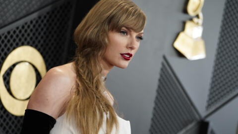 A popstar Taylor Swift na 66ª edição anual do Grammy Awards em 4 de fevereiro de 2024, em Los Angeles.