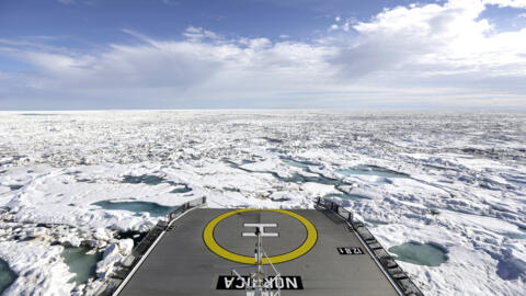 The Finnish icebreaker MSV Nordica sails through sea ice floating on the Victoria Strait along the Northwest Passage in the Canadian Arctic Archipelago, July 21, 2017. The U.S., Canada and Finland ar