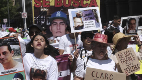 Manifestação de familiares de desabarecidos em Guadalajara, em 16 de julho de 2023. 