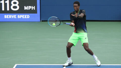 Gael Monfils beat his fellow Frenchman Adrian Mannarino in three sets and will play the top seed Novak Djokovic for a place in teh quarter-finals.