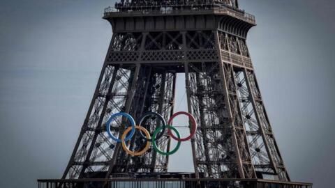 Olympic Rings on the Eiffel Tower taken from France Televisions set in Trocadero, during the Paris 2024 Olympic Games, in Paris, on July 31, 2024. The Paris mayor's plan to preserve the "historic moment" of the Olympic and Paralympic Games has raised an outcry from heritage conservationists and opponents of Anne Hidalgo.