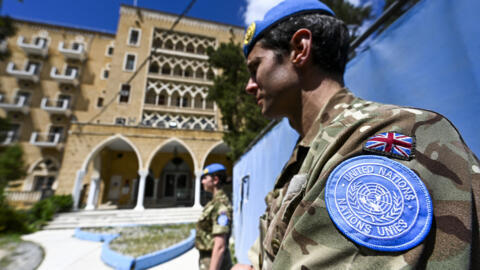 Cascos azules de la Fuerza de las Naciones Unidas para el Mantenimiento de la Paz en Chipre (UNFICYP), el 5 de abril de 2023 en la zona tampón que separa la isla en dos.