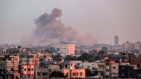 Rafah, dans le sud de la bande de Gaza, lors d'un bombardement israélien le 19 février 2024.