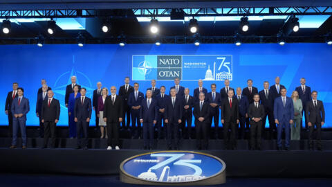 Les dirigeants de l'Otan posent pour une photo officielle, lors du sommet de l'Alliance atlantique, à Washington, le 10 juillet 2024.