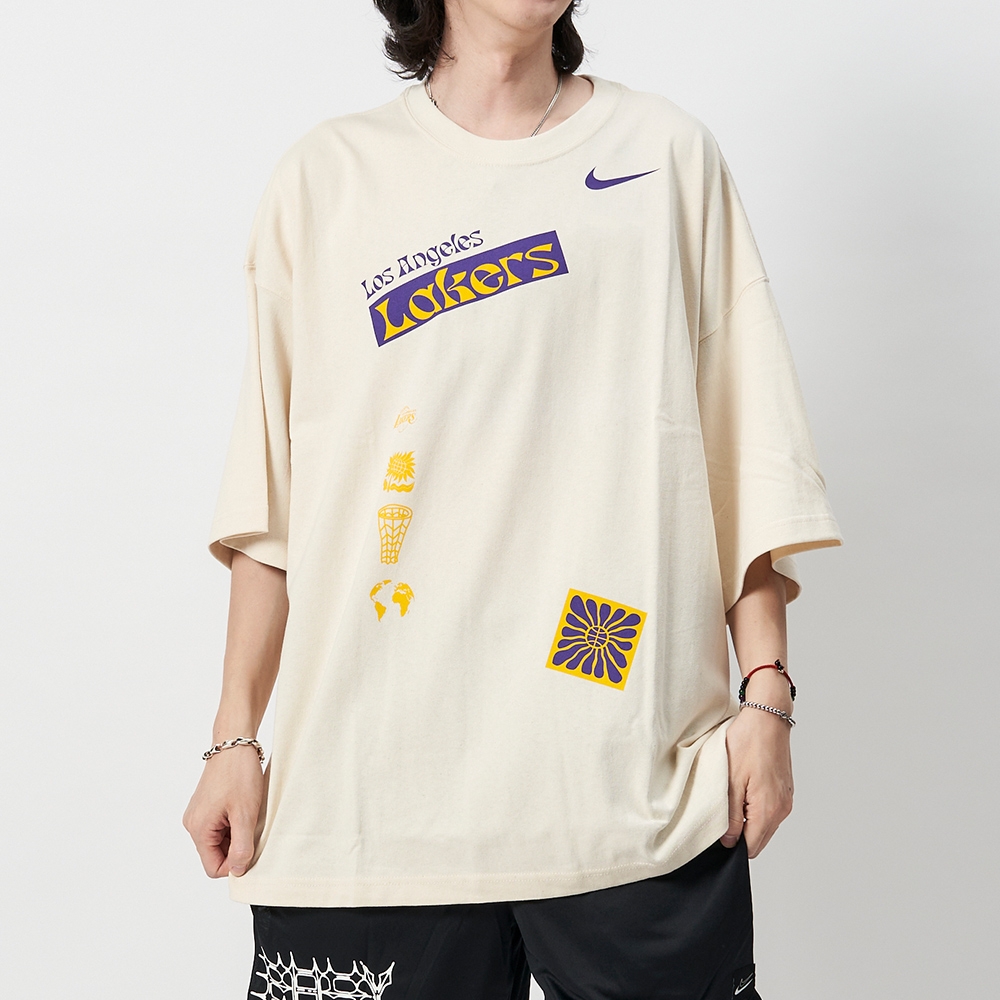 Nike LAL M NK CTS NBA ED SS OS T 男 黃 圖案 湖人 休閒 短袖 FV9274-901