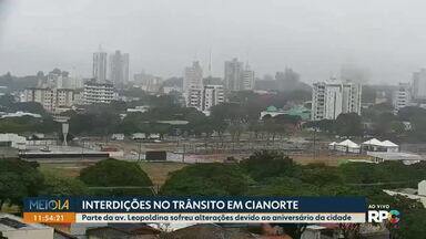 Cianorte tem interdições no trânsito para preparação do aniversário da cidade - Parte da av. Leopoldina, no Novo Centro sofreu alterações.