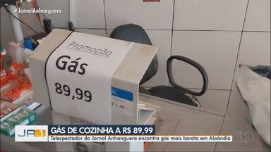 Telespectador encontra gás de cozinha mais barato - Telespectador do Jornal Anhanguera encontra gás mais barato em Aloândia.