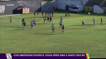 Sousa perde para o Santa Cruz-RN em jogo com polêmica grande da arbitragem