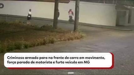 Criminoso armado para na frente de carro em movimento e furta veículo em MG