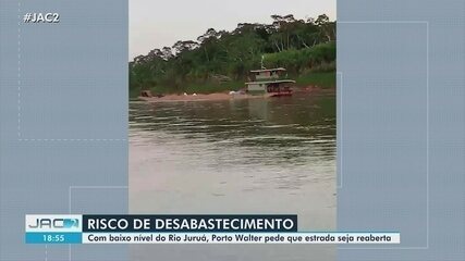 Seca do Rio Juruá ameaça abastecimento em Porto Walter e Marechal Thaumaturgo