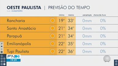 Meteorologia prevê domingo seco na região de Presidente Prudente - Veja como ficam as temperaturas nos municípios do Oeste Paulista.
