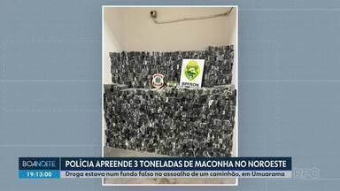 Polícia apreende três toneladas de maconha no noroeste - Droga estava num fundo falso de um caminhão, em Umuarama. Um paraguaio de 37 anos foi preso em flagrante.