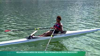 Helen supera medo de água e vira promessa do remo brasileiro