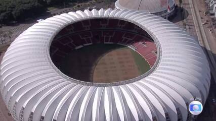 Gramado do estádio do Beira Rio volta a aparecer após alagamento