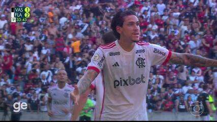 Aos 32 min do 1º tempo - gol de peito de Pedro do Flamengo contra o Vasco