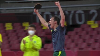 Hugo Calderano garante segundo jogo para o Brasil no Tênis de Mesa - Olimpíadas de Tóquio
