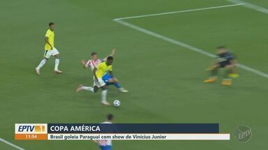 Brasil goleia Paraguai em noite inspirada de Vini Jr. - Equipe de Dorival Júnior se aproximou da classificação na Copa América.