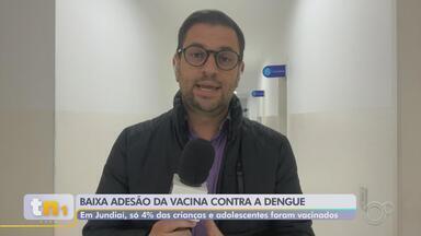 Procura pela vacina contra a dengue ainda é baixa em Jundiaí - Apesar da liberação da vacina contra a dengue para crianças e adolescentes desde o dia 20 de junho, em Jundiaí (SP), a adesão tem sido abaixo do esperado. Podem se vacinar crianças e adolescentes de 10 a 14 anos.