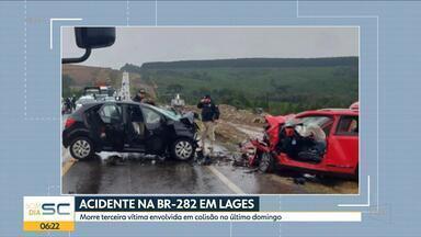 Morre terceira vítima de colisão frontal na BR-282 em Lages - Cleusa Maggioni estava no carro Ônix com o filho Leonardo Schwarz, que é policial militar em São Miguel do Oeste
