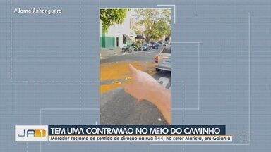 Morador reclama de sentido de direção na Rua 144 - Marco Antonio envia vídeo mostrando ponto problemático onde motoristas são obrigados a retornar.