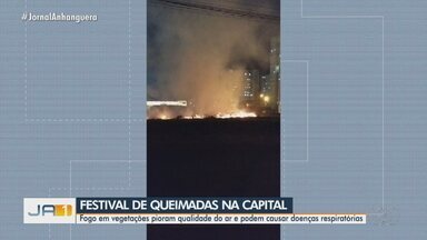 Tempo seco traz de volta o festival de queimadas, em Goiânia - Fogo em vegetações pioram qualidade do ar e podem causar doenças respiratórias.