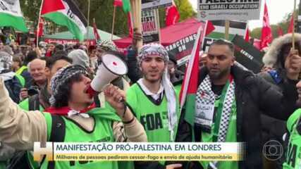 Manifestação em Londres pede cessar-fogo na Palestina