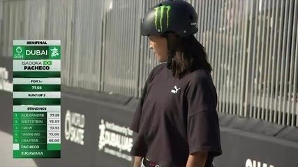 Veja as voltas de Isadora Pacheco na semifinal do Skate Park feminino em Dubai