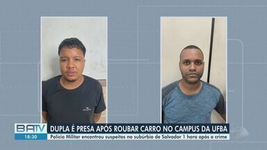 Dupla é presa após roubar carro no campus da UFBA - Polícia Militar encontrou suspeitos no subúrbio de Salvador 1 hora após o crime.
