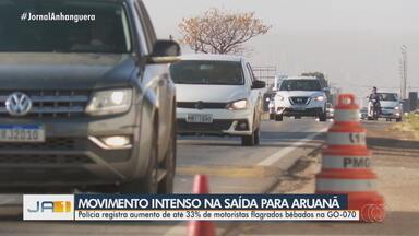 PRF monitora movimento em rodovias para o Rio Araguaia - Polícia registra aumento de até 33% de motoristas flagrados bêbados na GO-070.