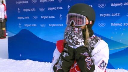 Americana Chloe Kim consegue 94.00 pontos na primeira volta do snowboard halfpipe feminino