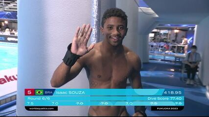 Isaac Souza tira 77,40 no sexto salto na semifinal do Mundial de Esportes Aquáticos