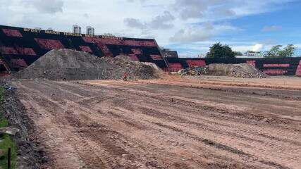 Confira imagens das obras no gramado da Ilha do Retiro