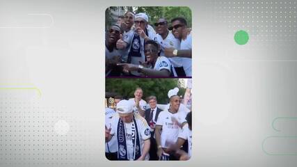 Ancelotti posa ao lado dos brasileiros e reproduz famosa foto de festas do Real Madrid