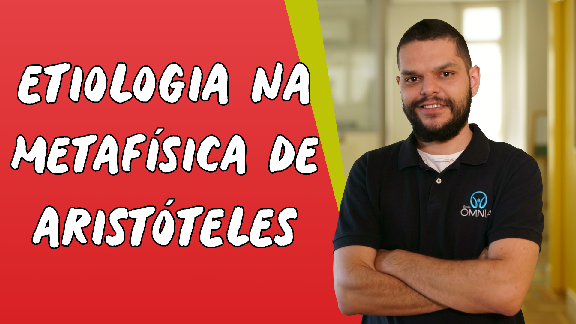 Professor ao lado do texto"Etiologia na Metafísica de Aristóteles".