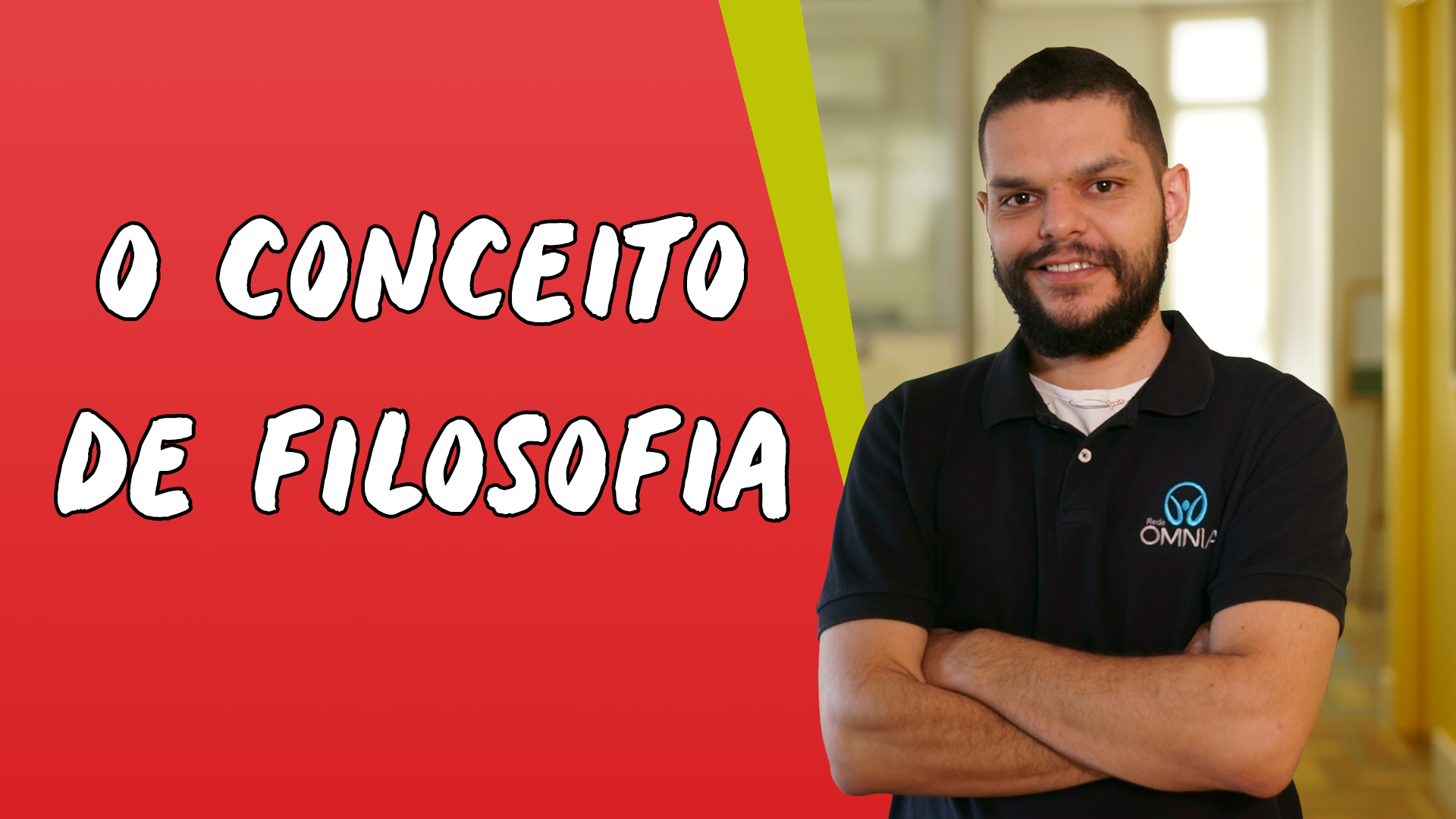 Professor ao lado do texto"O conceito de Filosofia".