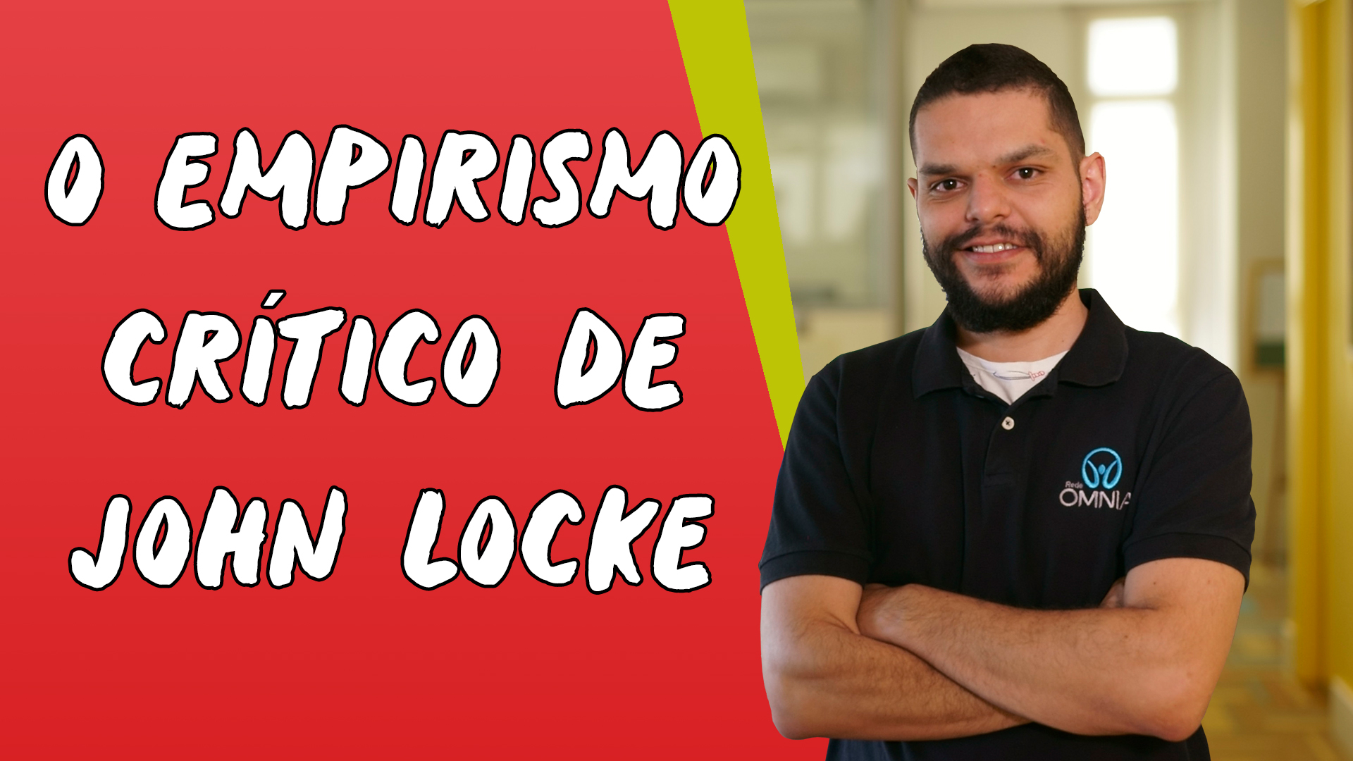 Professor ao lado do texto"O Empirismo Crítico de John Locke".