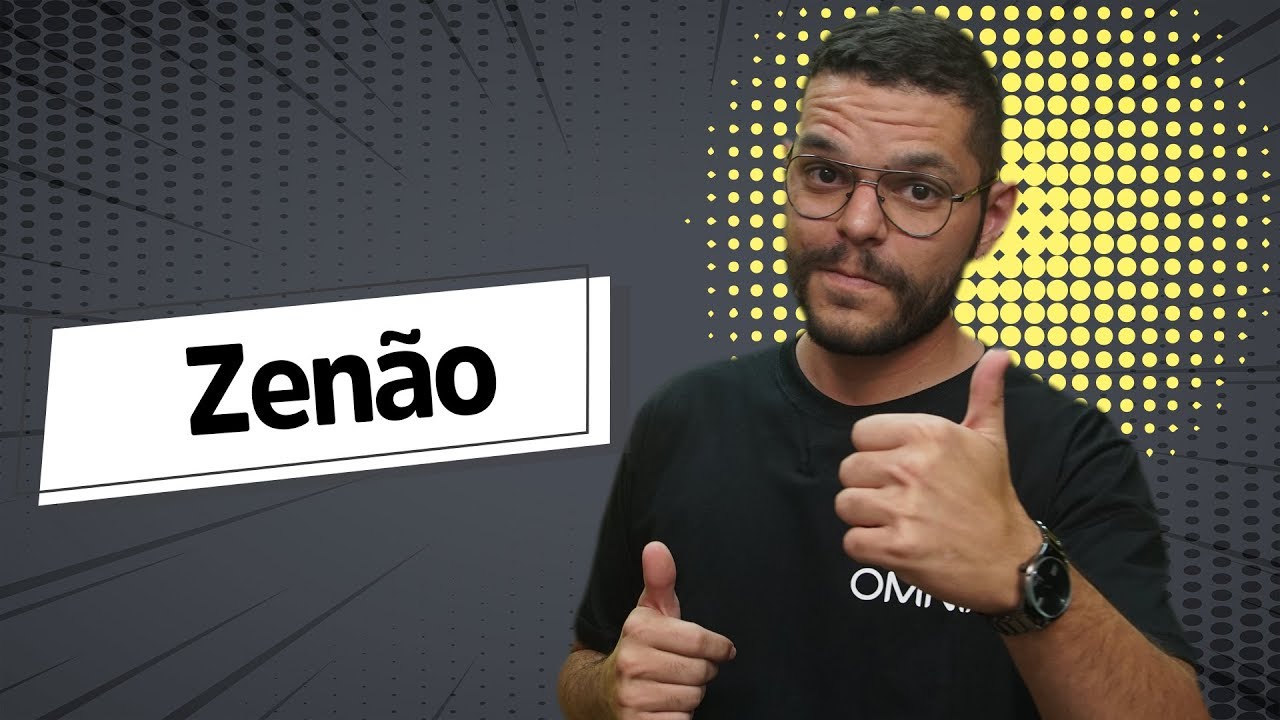 "Zenão" escrito sobre fundo cinza ao lado da imagem do professor