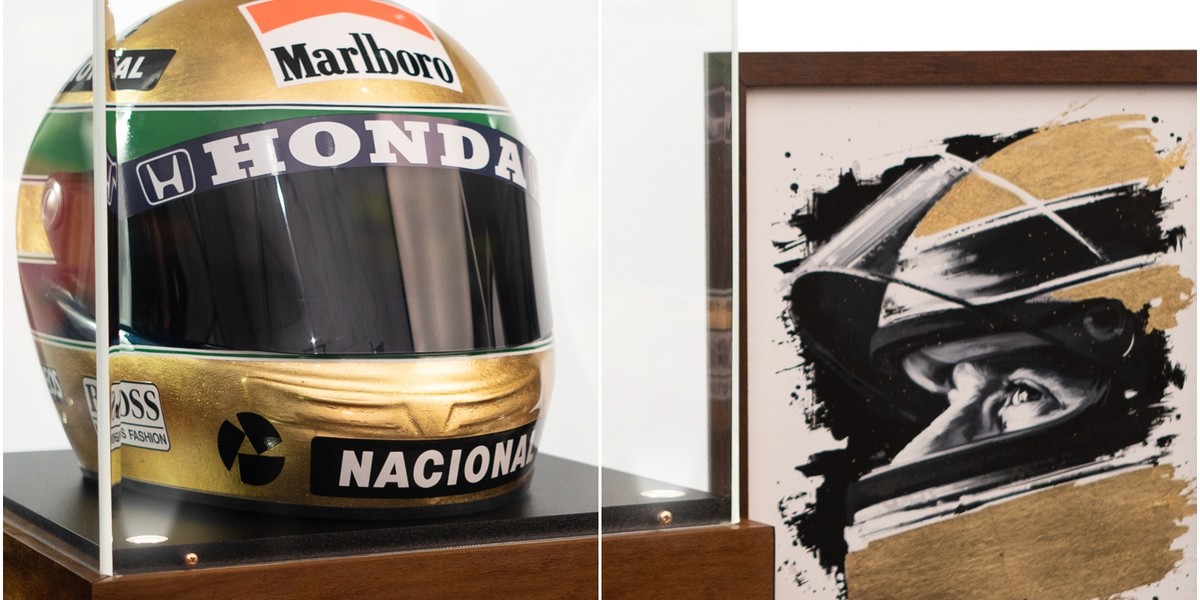 Ayrton Senna é homenageado com capacete folheado a ouro de R$ 34 mil