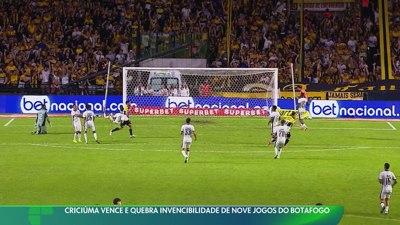 Criciúma vence e quebra invencibilidade de nove jogos do Botafogo