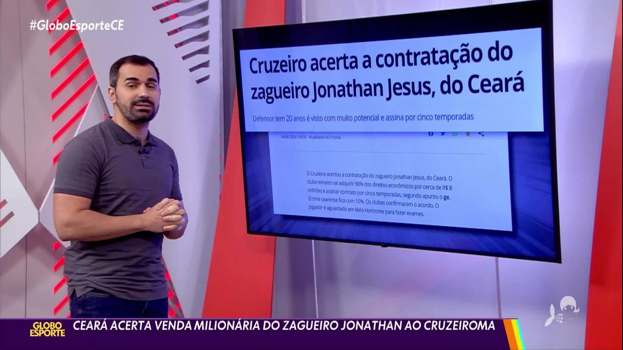 Cruzeiro acerta a contratação do zagueiro Jonathan Jesus, do Ceará