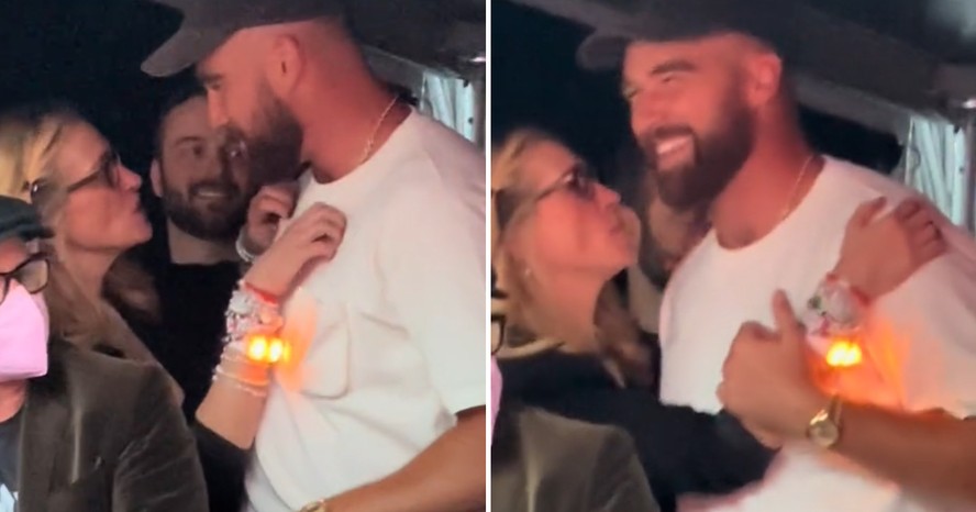 Julia Roberts foi criticada depois de aparecer em um vídeo viral em que faz até um carinho no peito de Travis Kelce, namorado de Taylor Swift