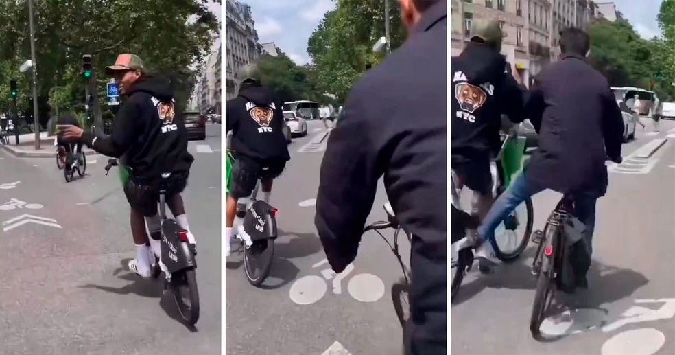 Skatista Tyshawn Jones é agredido em ciclofaixa de Paris — Foto: reprodução