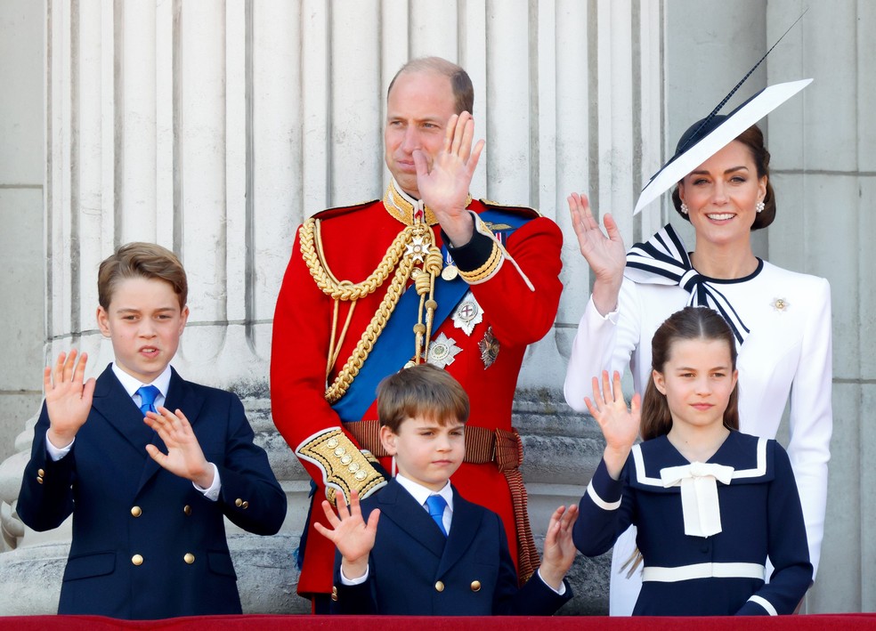 William, Kate Middleton e seus três filhos (George, Charlotte e Louis) — Foto: Getty Images