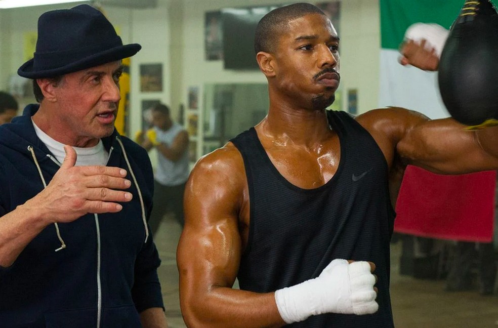 Sylvester Stallone e Michael B. Jordan em cena de Creed (2015) — Foto: Reprodução