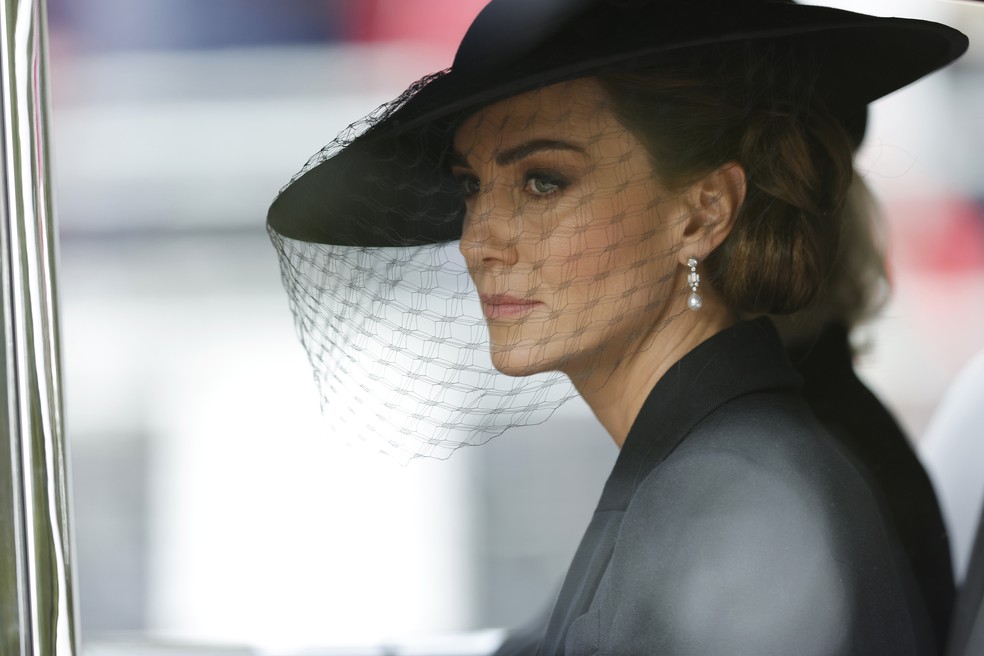 A Princesa Kate Middleton no funeral da Rainha Elizabeth II (1926-2022) — Foto: Getty Images