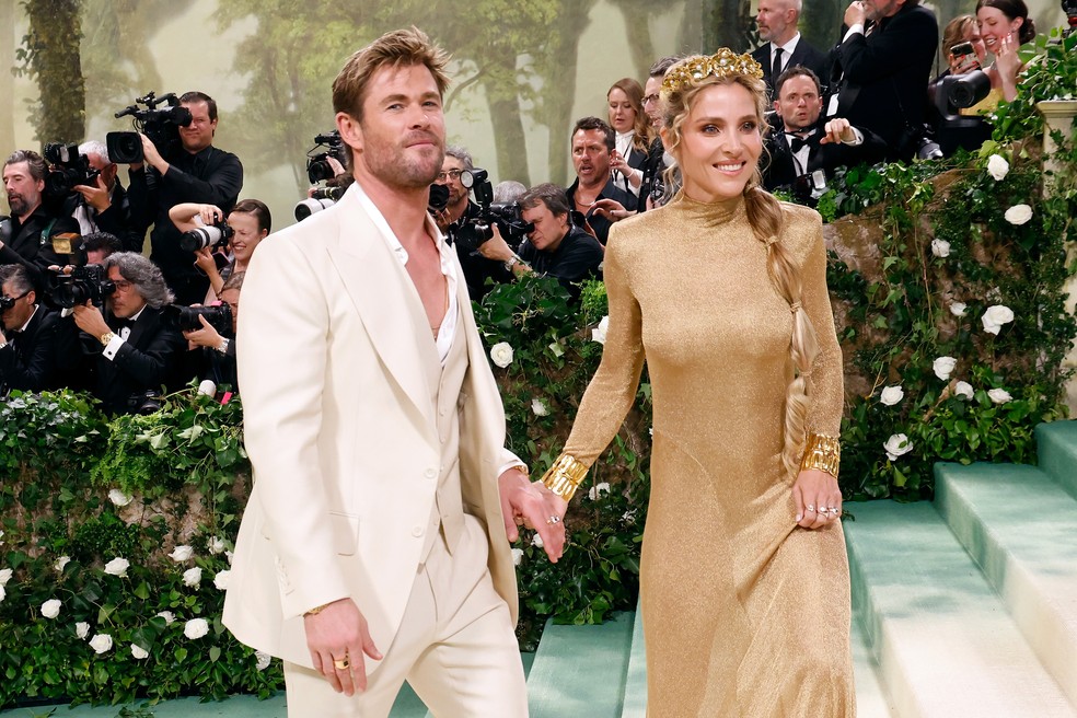 Chris Hemsworth e Elsa Pataky no Met Gala 2024 — Foto: Getty Images